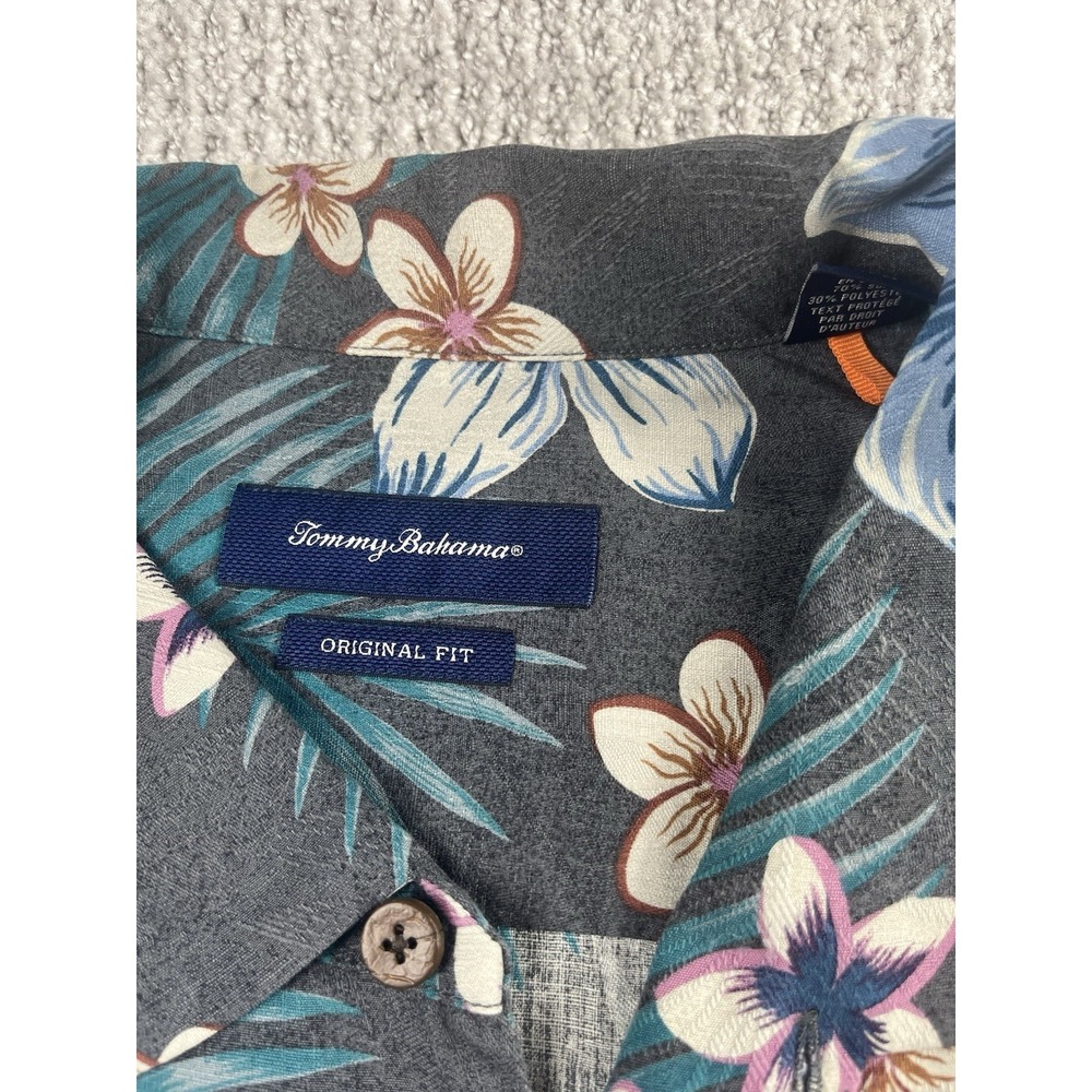 Tommy Bahama Mens 3XL Hawaiian Shirt Green Tropical Camp Floral Silk Blend - Picture 2 of 8